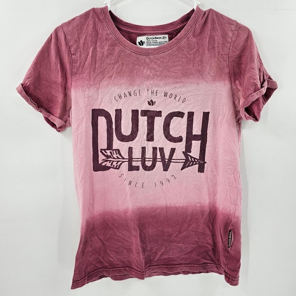 Dutch bros coffee tshirt tee small tie dye red luv womens